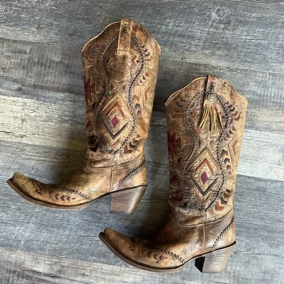 Corral Women's Aztec Embroidered Cowgirl Boot Snip Toe C2872 Lady's Size 10M - Picture 8 of 16